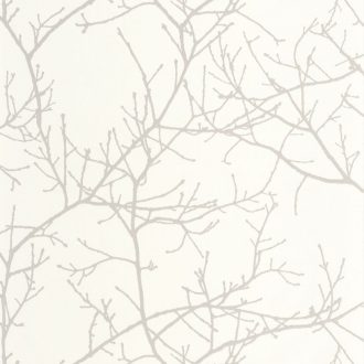   Ikonikus Casadeco design - Faágak minimalista megjelenítésben hófehér és bézs tónus tapéta