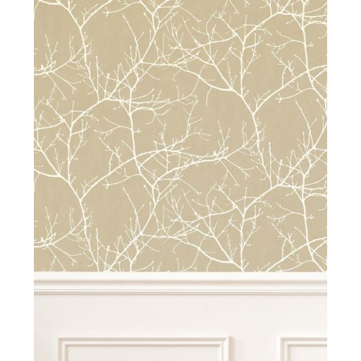 Ikonikus Casadeco design - Faágak minimalista megjelenítésben bézs/homokszín és krém tónus tapéta