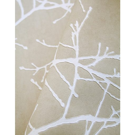 Ikonikus Casadeco design - Faágak minimalista megjelenítésben bézs/homokszín és krém tónus tapéta