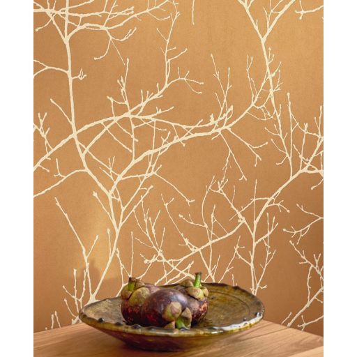 Ikonikus Casadeco design - Faágak minimalista megjelenítésben mézsárga és bézs tónus tapéta