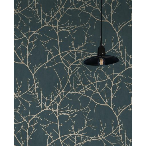 Ikonikus Casadeco design - Faágak minimalista megjelenítésben tintakék és bézs tónus tapéta