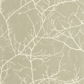   Ikonikus Casadeco design - Faágak minimalista megjelenítésben zuzmózöld és krém tónus tapéta