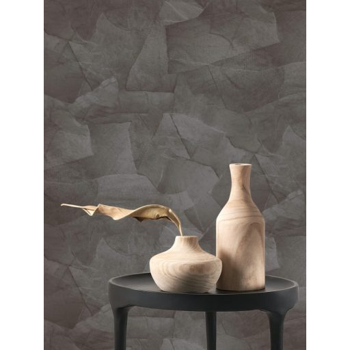 Meszelt fal hatást keltő véletlenszerűen összeragasztott papírlapok 3D mintája fekete tinta tónus tapéta