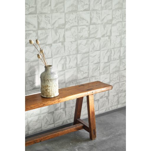 Kifinomult valódi origami! Négyzetekbe rendezett 3D gyűrt papír mitázat felhőszürke tónus tapéta