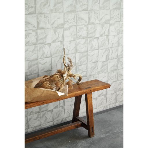 Kifinomult valódi origami! Négyzetekbe rendezett 3D gyűrt papír mitázat felhőszürke tónus tapéta