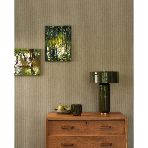 Csomagolóanyag a falakra! Megerősített keskeny csíkos /bordázott/ mikrominta olívzöld tónus tapéta