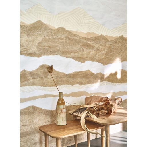 Papírdűnék - A papír sokféle formát öltött mielőtt tájképpé változott "M" fehér bézs barna szürke tónusok falpanel/digitális nyomat