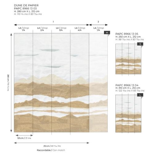 Papírdűnék - A papír sokféle formát öltött mielőtt tájképpé változott "L" fehér bézs barna szürke tónusok falpanel/digitális nyomat