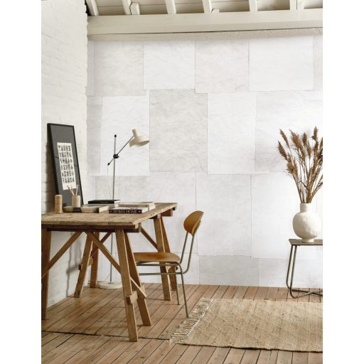 Betekintés a papírkészítés folyamatába - papírlapok szárítása kollázs kompozíció "M" fehér bézs szürke tónusok falpanel/digitális nyomat