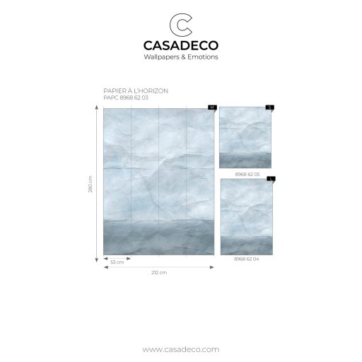 Szabad asszociáció! Gyűrt hajtogatott papírkompozíció - tenger köd égbolt vagy táj? "M" világoskék fehér szürke kék falpanel/digitális nyomat