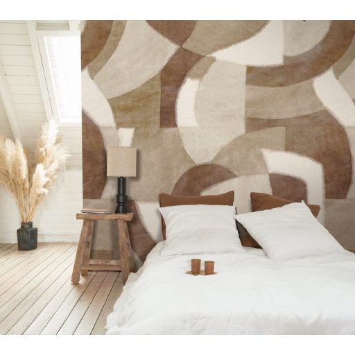 Papírból szőtt álmok - Változatos méretű ívek kölcsönhatása panorámakép "M" krém bézs barna szürke falpanel/digitális nyomat