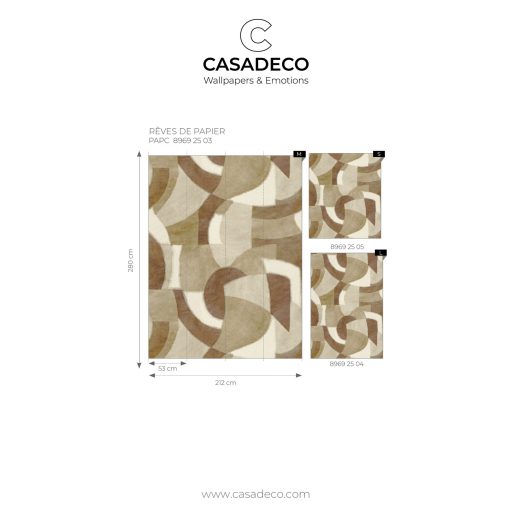 Papírból szőtt álmok - Változatos méretű ívek kölcsönhatása panorámakép "M" krém bézs barna szürke falpanel/digitális nyomat