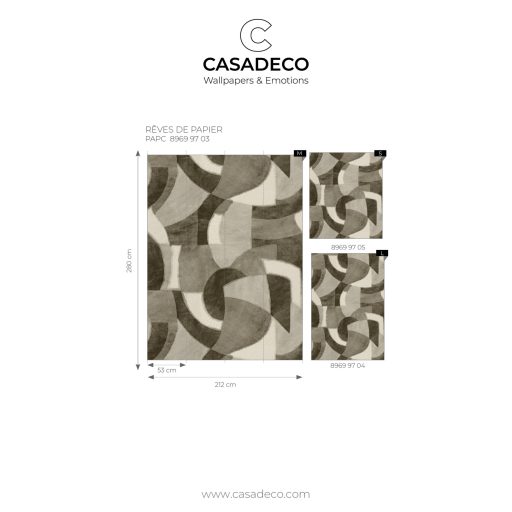 Papírból szőtt álmok - Változatos méretű ívek kölcsönhatása panorámakép "M" törtfehér szürke antracit falpanel/digitális nyomat