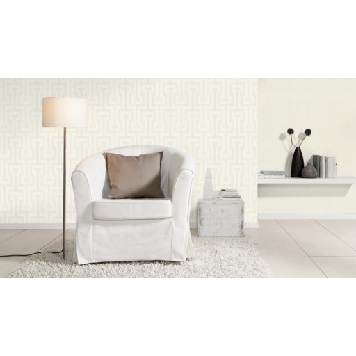 Finoman csillogó ezüst fénypontok egyszínű krémfehér tapéta