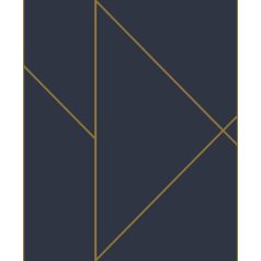   Geometrikus formákba rendezett fémes vonalak XXL mintája tengerészkék és bronz tónus tapéta