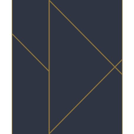 Geometrikus formákba rendezett fémes vonalak XXL mintája tengerészkék és bronz tónus tapéta