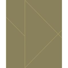   Geometrikus formákba rendezett fémes vonalak XXL mintája olívzöld és arany/zöldarany tónus tapéta