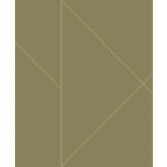   Geometrikus formákba rendezett fémes vonalak XXL mintája olívzöld és arany/zöldarany tónus tapéta