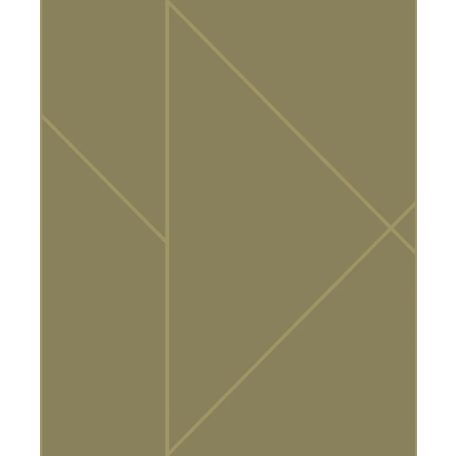 Geometrikus formákba rendezett fémes vonalak XXL mintája olívzöld és arany/zöldarany tónus tapéta