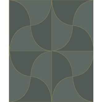   Art deco inspiráció és eredetiség - Szines ellipszisekből álló design tundrazöld zöld és arany tónus tapéta