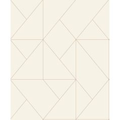   Geometriai formák vonalas minimalista mintája bézs és fényes terrakotta/vörösréz tónus tapéta