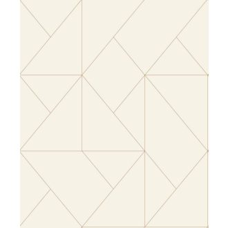   Geometriai formák vonalas minimalista mintája bézs és fényes terrakotta/vörösréz tónus tapéta