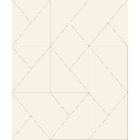 Geometriai formák vonalas minimalista mintája bézs és fényes terrakotta/vörösréz tónus tapéta