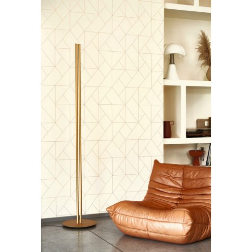 Geometriai formák vonalas minimalista mintája bézs és fényes terrakotta/vörösréz tónus tapéta