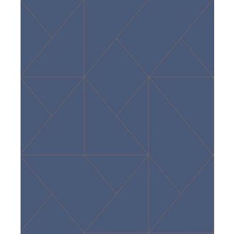   Geometriai formák vonalas minimalista mintája indigókék és fényes arany tónus tapéta