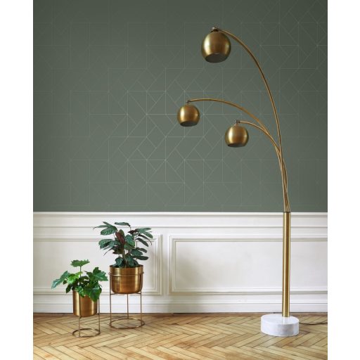 Geometriai formák vonalas minimalista mintája khakizöld és fémes ezüst tónus tapéta