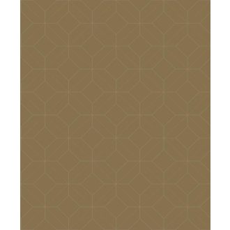   Négy és sokszögek geometriai pontosságú sorozata 3D hatású minta barna aranybarna és fémes bézsarany tónus tapéta
