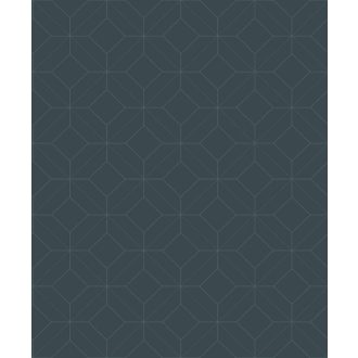   Négy és sokszögek geometriai pontosságú sorozata 3D hatású minta tengerészkék kék és fémes ezüst tónus tapéta