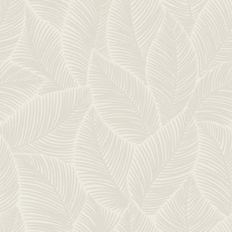   Trópusi elegancia Art deco jegyekkel - stilizált pálmalevél mintázat krémfehér bézs és homokszín tónus tapéta
