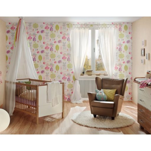 As-Creation Boys & Girls 6, 93555-1 Gyerekszobai erdei állatok fehér szines tapéta