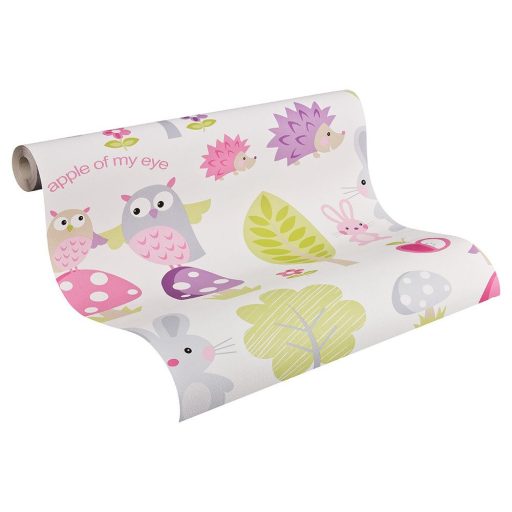 As-Creation Boys & Girls 6, 93555-1 Gyerekszobai erdei állatok fehér szines tapéta