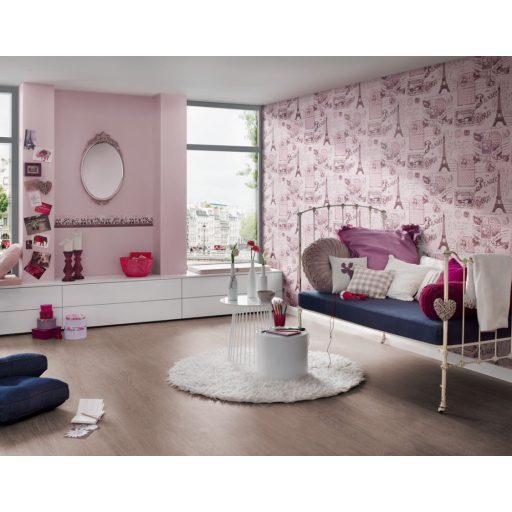 Gyerekszobai bélyegek postai bélyegzők Párizs-London rózsaszín árnyalatok tapéta