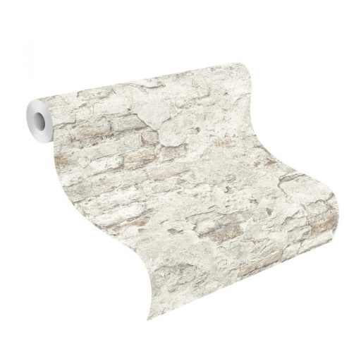 Rasch Factory III, 939316  kopott málladozó téglafal krémfehér szürke bézs tapéta