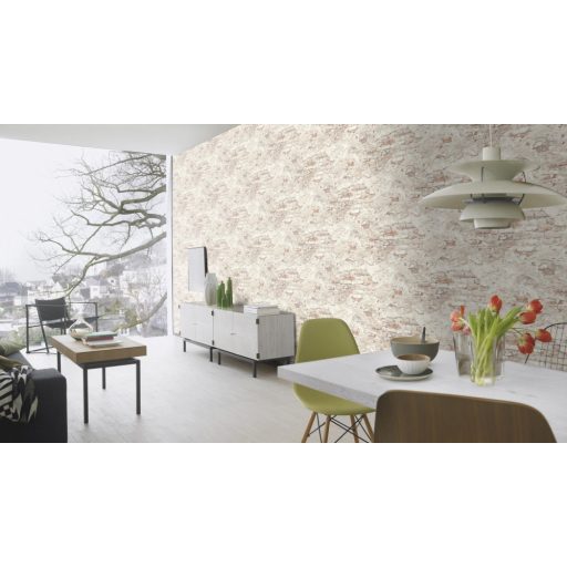 Rasch Factory III, 939316  kopott málladozó téglafal krémfehér szürke bézs tapéta