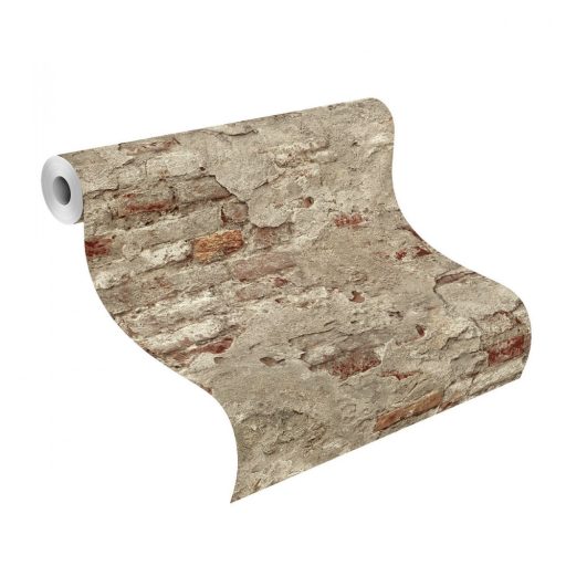 Rasch Factory III, 939323  kopott málladozó téglafal szürke szürkésbézs vörösesbarna tapéta