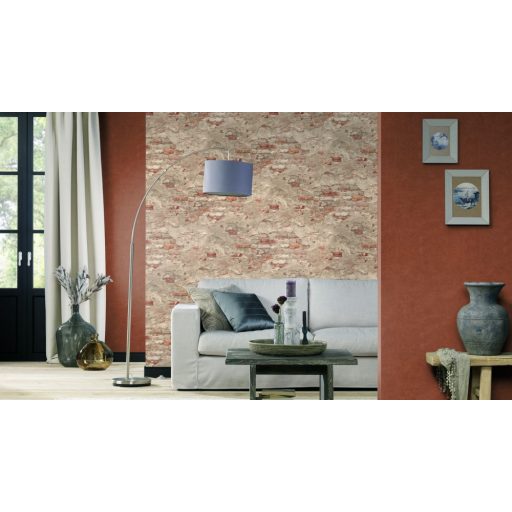 Rasch Factory III, 939323  kopott málladozó téglafal szürke szürkésbézs vörösesbarna tapéta