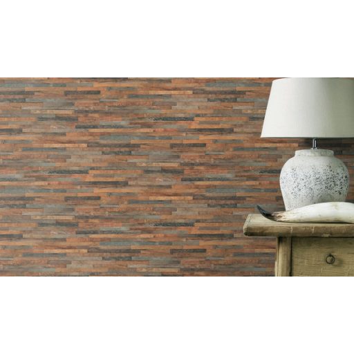 Rasch Factory III, 939811  parkettminta 3D  barna  szines tapéta