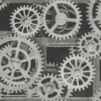   Rasch Factory III, 940107 fogaskerék mechanika szürke antracit ezüst tapéta