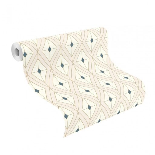 Rasch Open Space 941500 Geometrikus rombuszminta krém arany petrolkék tapéta
