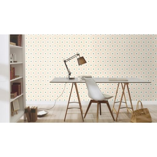 Rasch Open Space 941500 Geometrikus rombuszminta krém arany petrolkék tapéta