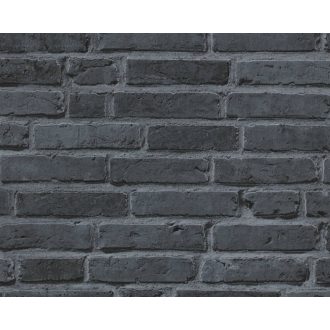   Páratlan megjelenésű valósághű klinker tégla mintázat sötétszürke és antracit tónus tapéta