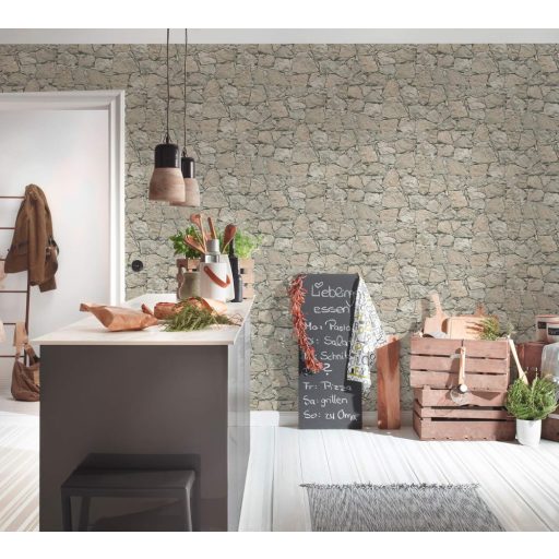 As-Creation Elements/Dekora Natur 6, 95863-2 kőmintás bézs szürke és fekete tapéta