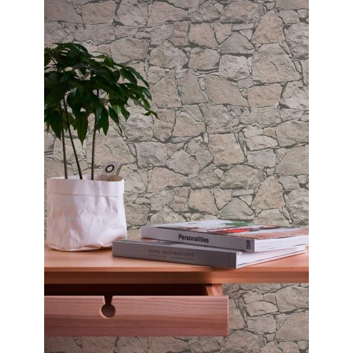 As-Creation Elements/Dekora Natur 6, 95863-2 kőmintás bézs szürke és fekete tapéta