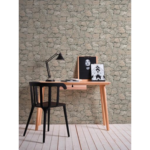 As-Creation Elements/Dekora Natur 6, 95863-2 kőmintás bézs szürke és fekete tapéta