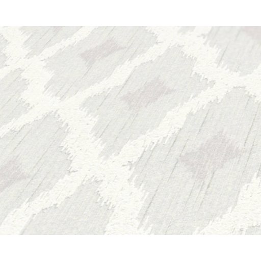 Textil és a klasszikus szímbiózusa - káróminta modern átiratban krémfehér/fehér és szürke tónus finom fémes fény tapéta
