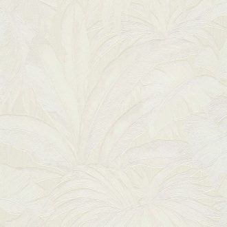   Légies pálmalevelek finom vonala pasztell árnyalatokkal átszőve krémfehér halvány bézs és gyöngyház tónus tapéta